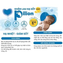 Khăn Lau Hạ Sốt Pilion Baby An Toàn Tiện Lợi Cho Bé Từ 6 Tháng Tuổi (Hộp 2 túi x 5 miếng) 4
