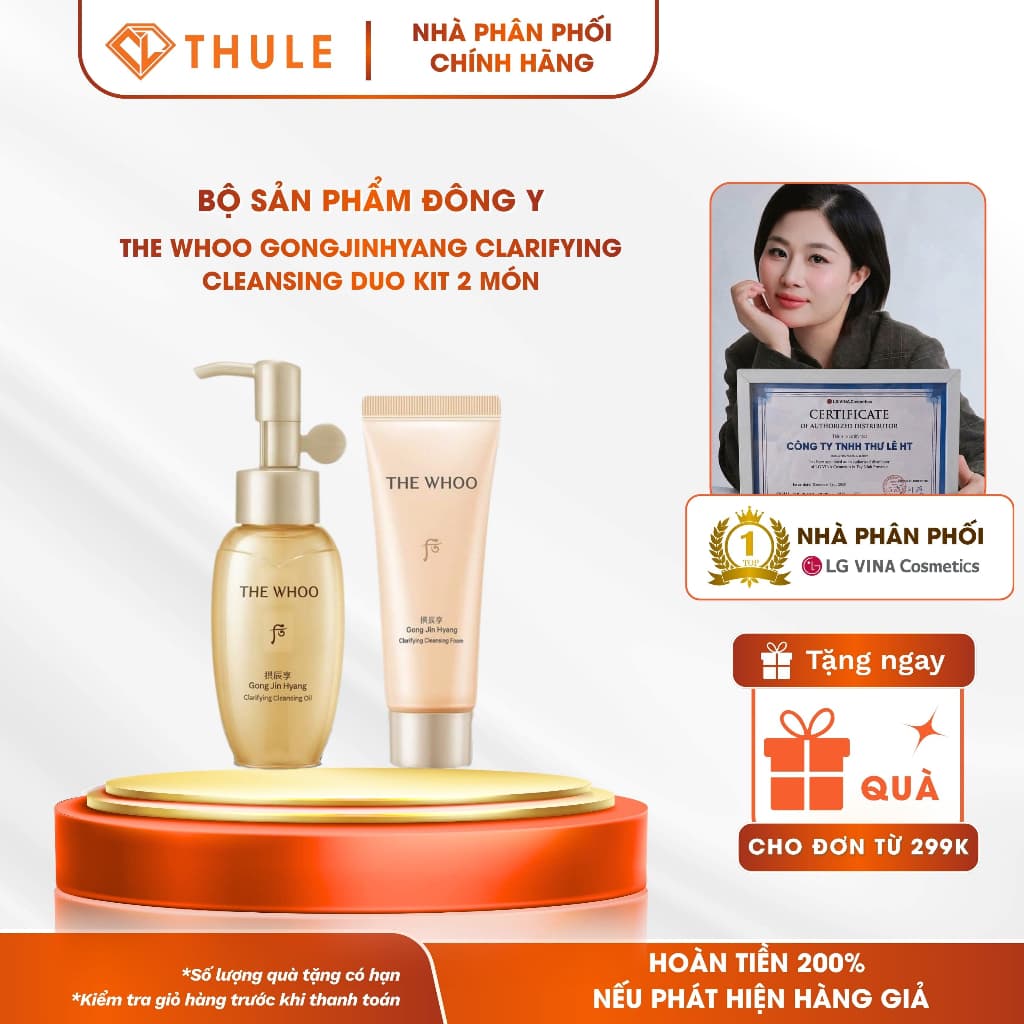 Bộ làm sạch dưỡng da The Whoo Gong Jin Hyang Clarifying Cleansing Duo Kit