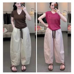 [Mở Bán] Quần Kaki Dáng Baggy Thụng Cạp Chun Kèm Dây Rút 17Dec-850, Quần Boom Kaki Gân Giữa Vải Kaki Nhật 3