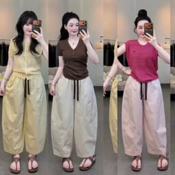 [Mở Bán] Quần Kaki Dáng Baggy Thụng Cạp Chun Kèm Dây Rút 17Dec-850, Quần Boom Kaki Gân Giữa Vải Kaki Nhật 8
