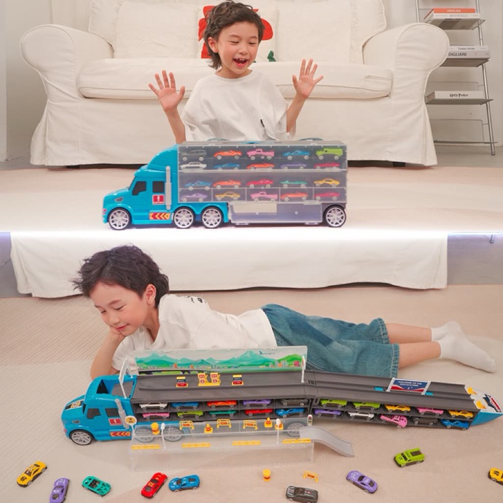 Đường đua oto trên xe tải ,mô hình mô phỏng đua xe cho cho bé , dễ gấp gọn , cất giữ