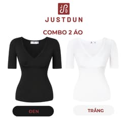 Áo Thun Ôm Body Cổ V Đắp Chéo Tay Lỡ JUSTDUN Chất Thun Cotton Mềm Mịn HN8 7