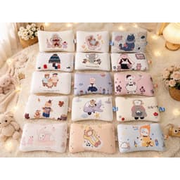 Gối cao su cho bé mền mại nâng đỡ đầu và cổ bé nhẹ nhàng.  ❄️ Chất vải thun mềm mịn tạo cảm giác dễ chịu khi tiếp xúc 5
