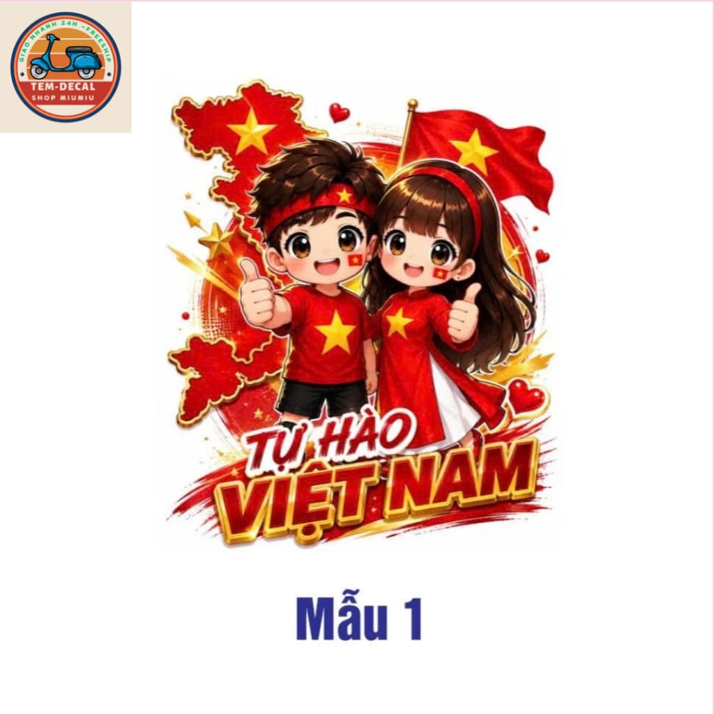 Decal mừng quốc khánh 2/9 thanh niên yêu nước - Decal dán cánh cửa, dán kính xe ô tô, xe máy,.... dán đa vị trí
