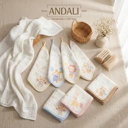 Khăn Sữa Muslin nhăn 6 Lớp 25x25 Có Dây Treo - Khăn Xô Nhăn Cotton Mềm Mại Khăn Mặt Khăn Lau Cho Bé 1