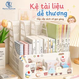 [ Tặng Tập mỹ thuật ]Khay kệ đựng tài liệu văn phòng A4 4 ngăn xinh xắn, Giá kệ đựng sách vở để bàn 2