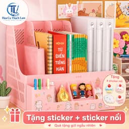 [ Tặng Tập mỹ thuật ]Khay kệ đựng tài liệu văn phòng A4 4 ngăn xinh xắn, Giá kệ đựng sách vở để bàn 5