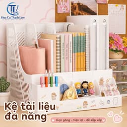 [ Tặng Tập mỹ thuật ]Khay kệ đựng tài liệu văn phòng A4 4 ngăn xinh xắn, Giá kệ đựng sách vở để bàn 3