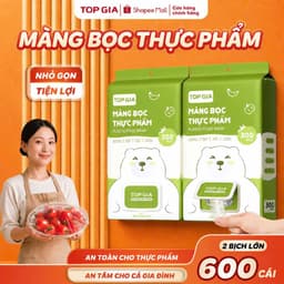 Màng bọc thực phẩm Topgia chất liệu PE co dãn miệng chun siêu dai an toàn tiện lợi túi 300 chiếc 1