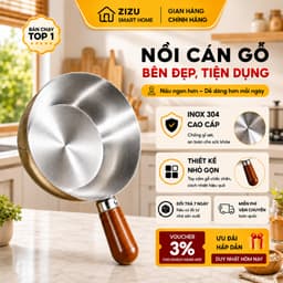 Nồi Mini Inox Cán Gỗ 14cm - Chống Bỏng,Tay Cầm Chắc Chắn,Nấu Mì,Đun Sữa,Dùng Được Bếp Gas & Bếp Từ 1