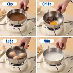 Nồi Mini Inox Cán Gỗ 14cm - Chống Bỏng,Tay Cầm Chắc Chắn,Nấu Mì,Đun Sữa,Dùng Được Bếp Gas & Bếp Từ 2