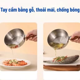 Nồi Mini Inox Cán Gỗ 14cm - Chống Bỏng,Tay Cầm Chắc Chắn,Nấu Mì,Đun Sữa,Dùng Được Bếp Gas & Bếp Từ 6