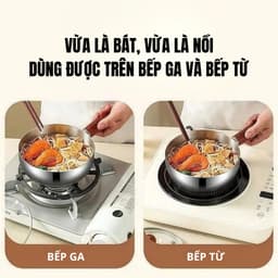 Nồi Mini Inox Cán Gỗ 14cm - Chống Bỏng,Tay Cầm Chắc Chắn,Nấu Mì,Đun Sữa,Dùng Được Bếp Gas & Bếp Từ 7