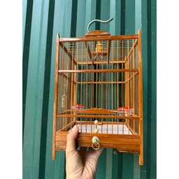 [Lồng sẵn nan trúc] Lồng chim Vành Khuyên, Hút Mật chất liệu trúc già xử lí, nan trúc có phụ kiện đi kèm 1