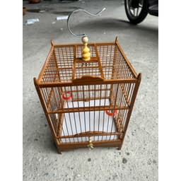 [Lồng sẵn nan trúc] Lồng chim Vành Khuyên, Hút Mật chất liệu trúc già xử lí, nan trúc có phụ kiện đi kèm 4