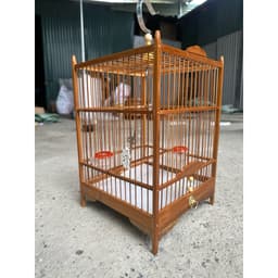 [Lồng sẵn nan trúc] Lồng chim Vành Khuyên, Hút Mật chất liệu trúc già xử lí, nan trúc có phụ kiện đi kèm 5