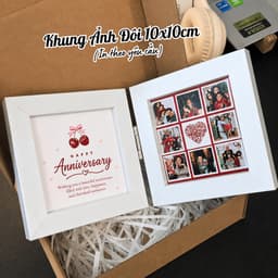 Khung ảnh gấp đôi quà tặng người yêu, khung ảnh 10x10 cm tặng sinh nhật, kỉ niệm ngày yêu 1