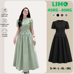 Set Váy Dài Chữ A Bigsize Váy Xòe Áo Tay Ngắn Dễ Thương Set Đồ Nữ Mùa Hè Đi Biển LIMO MS359 1
