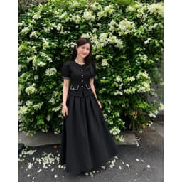 Set Váy Dài Chữ A Bigsize Váy Xòe Áo Tay Ngắn Dễ Thương Set Đồ Nữ Mùa Hè Đi Biển LIMO MS359 2
