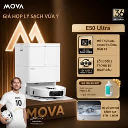 Robot Hút Bụi Lau Nhà Mova E50 ULTRA | Lực Hút 30.000PA | Tự Giặt Giẻ Tự Đổ Rác | Xòe Giẻ 5cm | BH 36 Tháng 2
