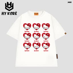 Áo Thun HY KORÉ MÈO ICON TRÁI TIM 3450 Form Rộng Localbrand Oversize Unisex Vải Cotton 75% Nam Nữ Mặc Đẹp 1