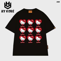 Áo Thun HY KORÉ MÈO ICON TRÁI TIM 3450 Form Rộng Localbrand Oversize Unisex Vải Cotton 75% Nam Nữ Mặc Đẹp 9