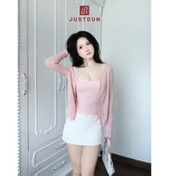 [CÓ CÚC] Áo Khoác Cardigan Nữ Tay Dài JUSTDUN Chất Thun Giấy Mỏng Nhẹ Form Suông Phong Cách Hàn Quốc HN5 6