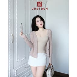 [CÓ CÚC] Áo Khoác Cardigan Nữ Tay Dài JUSTDUN Chất Thun Giấy Mỏng Nhẹ Form Suông Phong Cách Hàn Quốc HN5 5