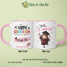(custom tên+trường) Ly cốc sứ GRADUATION - YES, I DID quà tặng tốt nghiệp nam nữ ý nghĩa phong cách dễ thương đơn giản 1