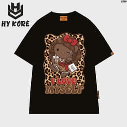 Áo Thun HY KORÉ Mèo Kitte Nâu Myself 2229 Form Rộng Localbrand Oversize Unisex Vải Cotton 75% Nam Nữ Mặc Đẹp 6
