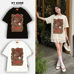 Áo Thun HY KORÉ Mèo Kitte Nâu Myself 2229 Form Rộng Localbrand Oversize Unisex Vải Cotton 75% Nam Nữ Mặc Đẹp 1