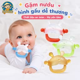Đồ gặm nướu silicon cầm tay cho bé hình gấu dễ thương giúp giảm ngứa lợi mọc răng an toàn 1