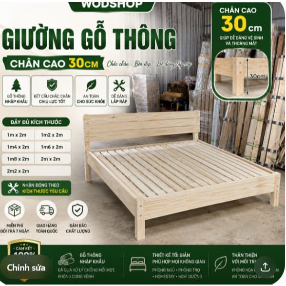 GIƯỜNG NGỦ.GIƯỜNG GỖ THÔNG BỀN ĐẸP TỐI ƯU KHÔNG GIAN PHÒNG NGỦ