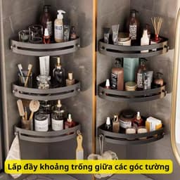 Kệ Góc Dán Tường Phòng Tắm Đa Năng - Không Cần Khoan, Nâng Cấp Miếng Dán, Nhựa Mỏng Chứ Không Dày 6