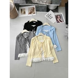 Áo Cardigan Nữ Bèo Phối Hai Lớp CHEZI HOUSE, Áo Kiểu Nữ Tay Dài Dáng Ngắn Phong Cách Hàn Quốc Freesize Dưới 58kg #HA533 8