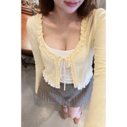 Áo Cardigan Nữ Bèo Phối Hai Lớp CHEZI HOUSE, Áo Kiểu Nữ Tay Dài Dáng Ngắn Phong Cách Hàn Quốc Freesize Dưới 58kg #HA533 6