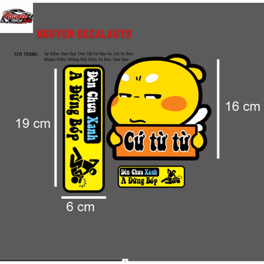 Sticker, decal cứ từ từ dán đuôi xe ô tô, dán các màu xe