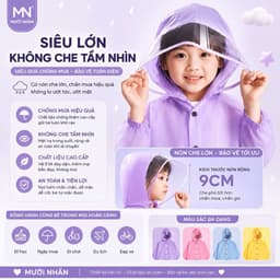 Áo mưa trẻ em 4-13 tuổi cao cấp có tấm chắn đeo được balo gọn gàng, có phản quang phía sau. 5