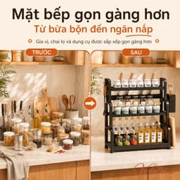 Kệ Gia Vị Nhà Bếp 3 Tầng Đa Năng, Kèm Giá Dao, Ống Đũa Muỗng Và Giá Để Thớt 6