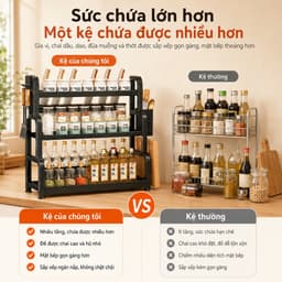 Kệ Gia Vị Nhà Bếp 3 Tầng Đa Năng, Kèm Giá Dao, Ống Đũa Muỗng Và Giá Để Thớt 5