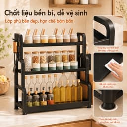 Kệ Gia Vị Nhà Bếp 3 Tầng Đa Năng, Kèm Giá Dao, Ống Đũa Muỗng Và Giá Để Thớt 4
