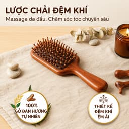 Lược Massage Đầu Gỗ Đàn Hương, Dụng Cụ Massage Cổ Vai Gáy, Mát Xa Toàn Thân Thư Giãn Lưu Thông Máu 8