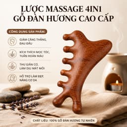 Lược Massage Đầu Gỗ Đàn Hương, Dụng Cụ Massage Cổ Vai Gáy, Mát Xa Toàn Thân Thư Giãn Lưu Thông Máu 4