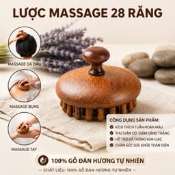Lược Massage Đầu Gỗ Đàn Hương, Dụng Cụ Massage Cổ Vai Gáy, Mát Xa Toàn Thân Thư Giãn Lưu Thông Máu 7