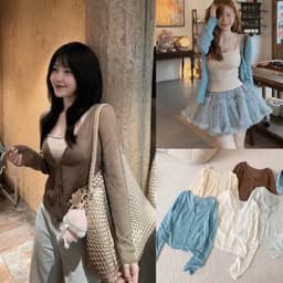 Áo khoác ngoài len đan TRANGCLOTHINGG áo khoác mỏng QC áo cardigan len đan mỏng mặc hè thu 1
