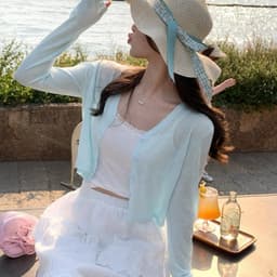 Áo khoác ngoài len đan TRANGCLOTHINGG áo khoác mỏng QC áo cardigan len đan mỏng mặc hè thu 8