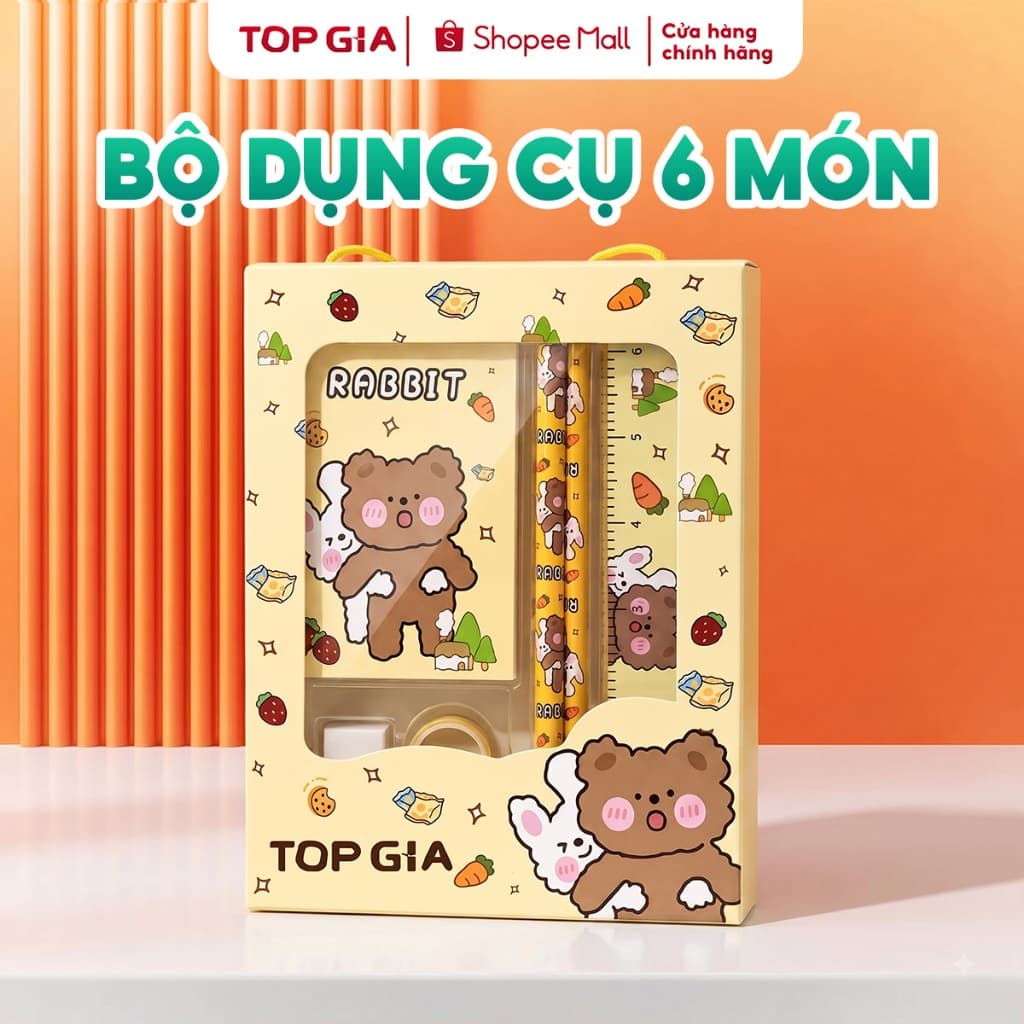 (Quà tặng) Bộ Dụng Cụ Học Tập 6 Món Cho Học Sinh