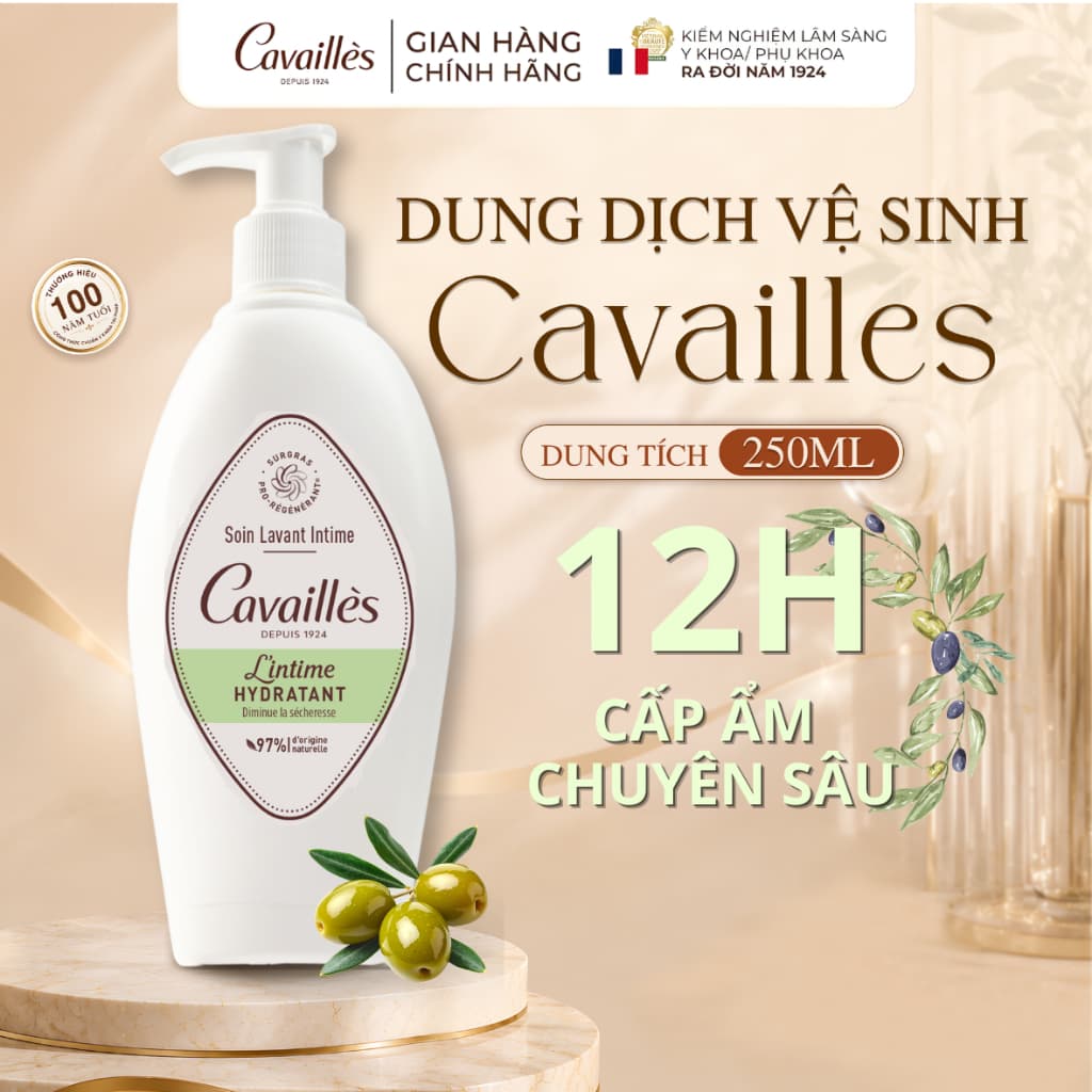 Dung Dịch Vệ Sinh Rogé Cavaillès L'intime Hydratant Cấp Ẩm Chuyên Sâu (Xanh Lá) 250ml