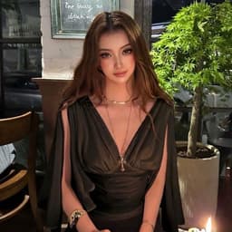 Áo thun cổ V tay voan rũ dáng ôm DUDUSTUDIO 6