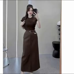 Chân Váy Dáng A  Chất Kaki nhật mềm mịn , khoá trước, cạp cao , dáng dài , trơn  mặc đi học , đi làm , đi chơi 4
